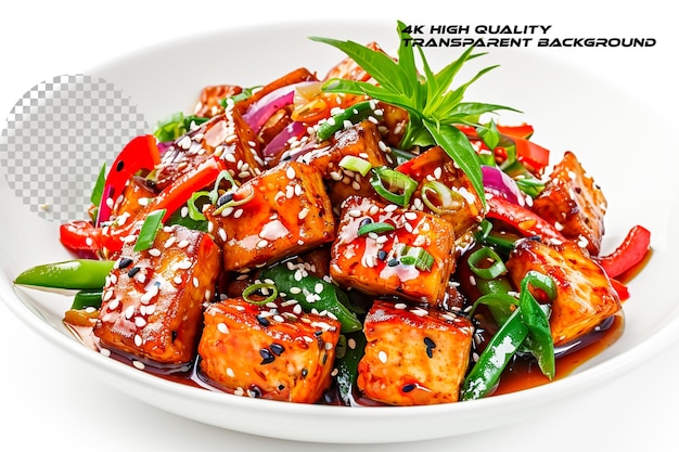 Experience the umami goodness of tofu coated in perfection on transparent background