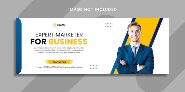 expert marketer with grow your business social media banner or facebook cover template