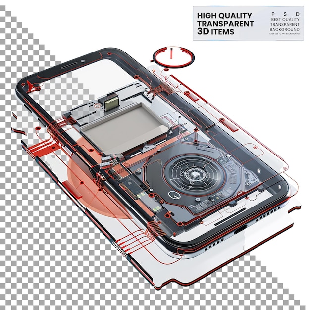 Exploded Diagram Showing Internal Components on Transparent Background