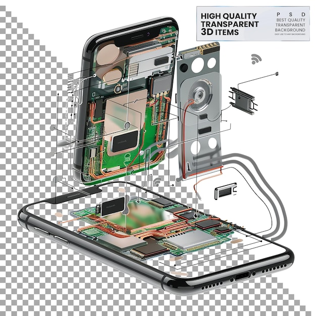 Exploded Diagram Showing Internal Components on Transparent Background