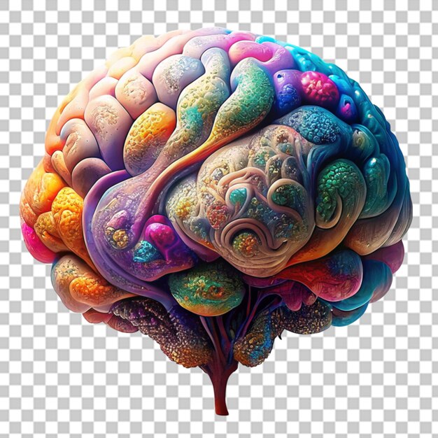 exploding brain with colors on transparent background