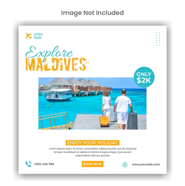 Explore Maldives travel agency social media or instagram post template design