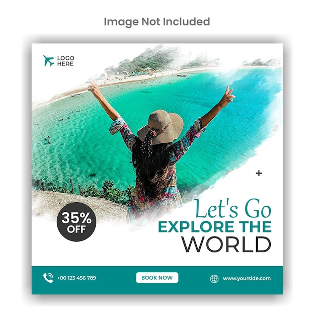 Explore the world travel agency social media post template