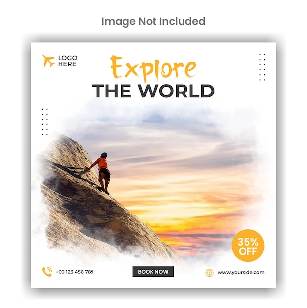 PSD explore the world travel agency social media post template