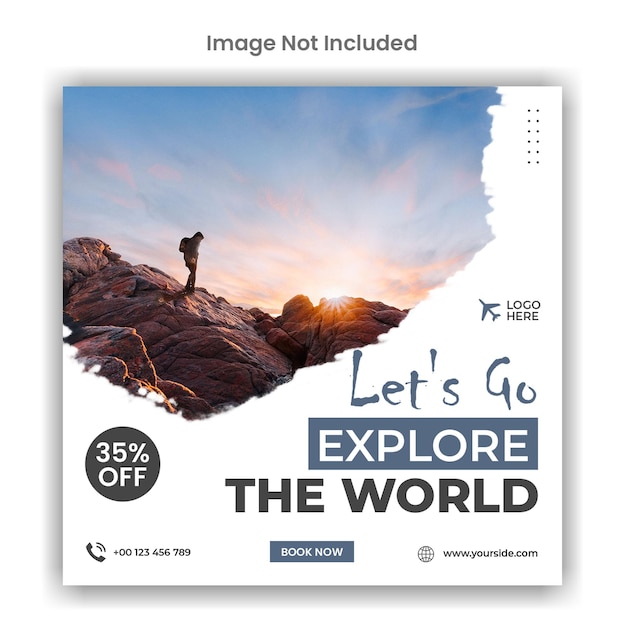 Explore the world travel agency social media post template