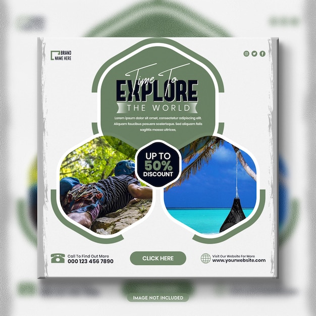 Explore the world travel social media banner template