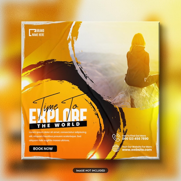 Explore the world travel social media banner template