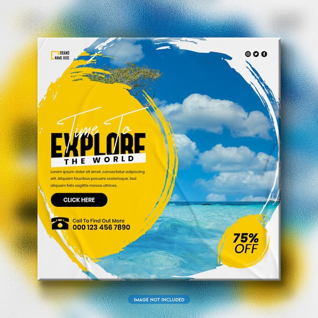 Explore the world travel social media banner template