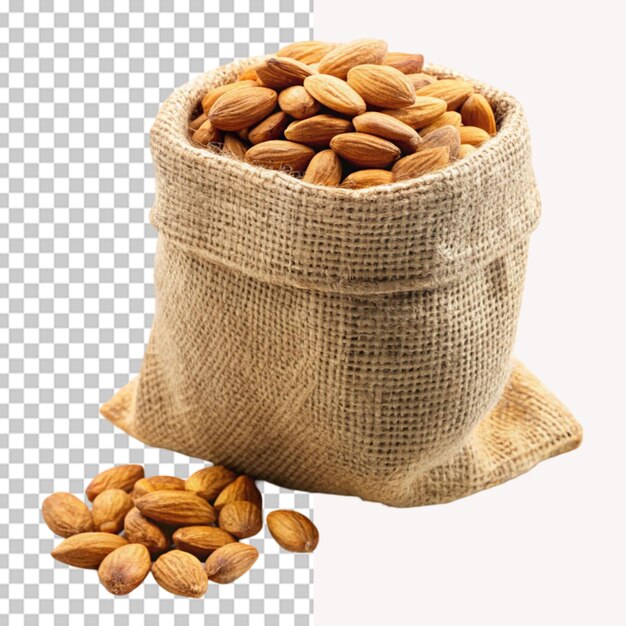 PSD exploring almond bag on transparent background