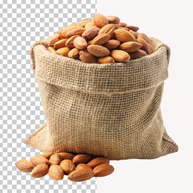 PSD exploring almond bag on transparent background