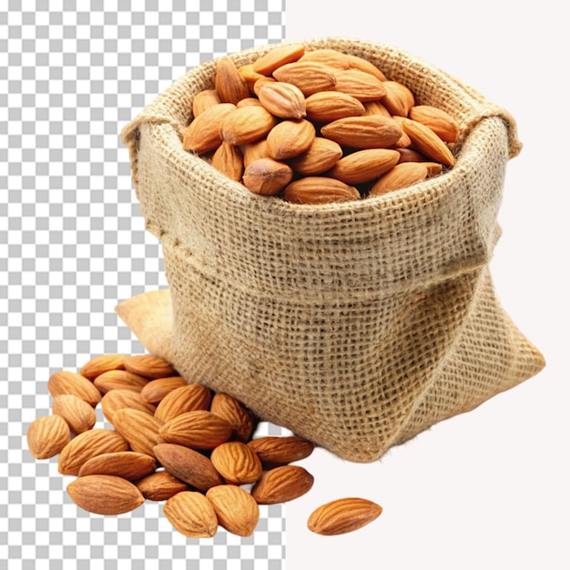 PSD exploring almond bag on transparent background