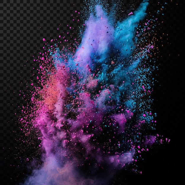 Explosion of colored powder isolated on Transparent background