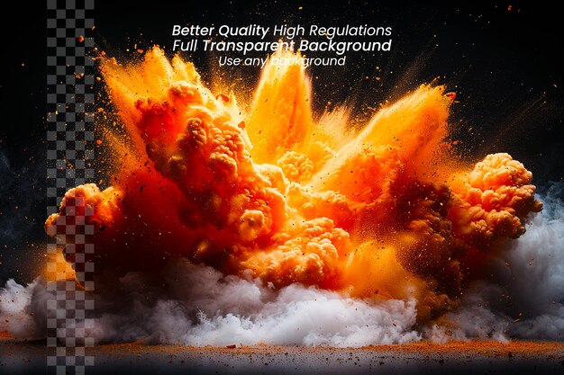 PSD explosive burst big boom explosion particles on transparent background