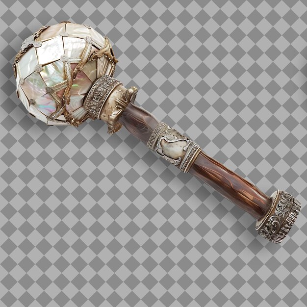 PSD exquisite mace of mother of pearl with a head that is both b png game asset on clean background