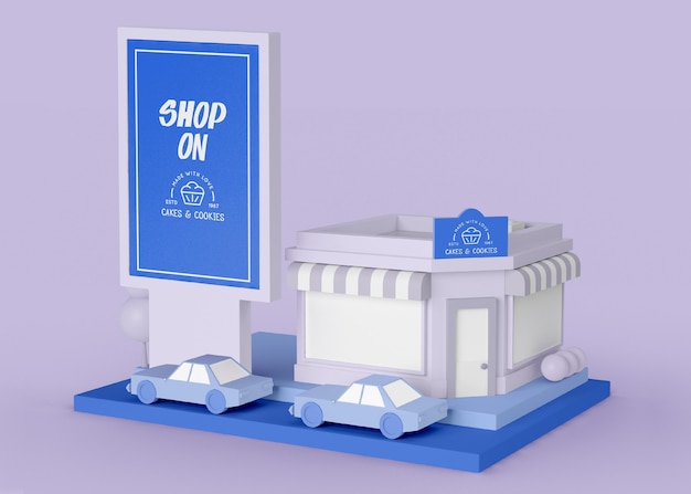 Exterior advertising shop on concept