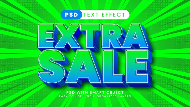 PSD extra sale text effect with discount and offer text style