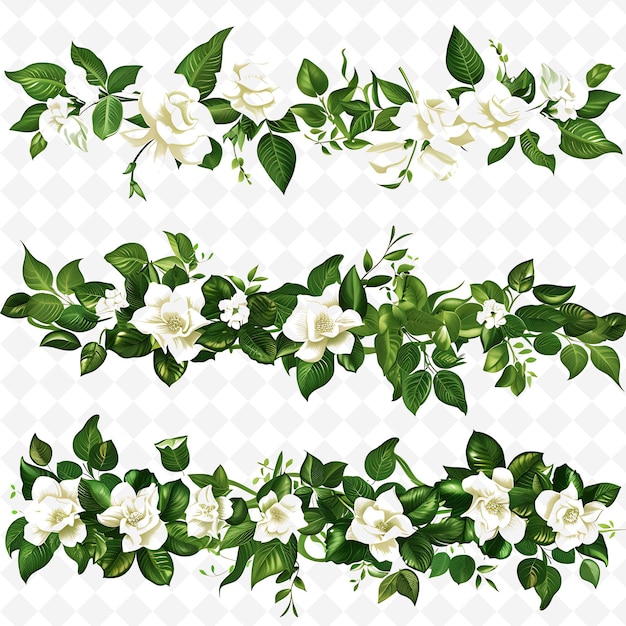 Extravagant Conduit Decorated With Ivy and Gardenias Leaves PNG Natural Inspired Flat Borderline