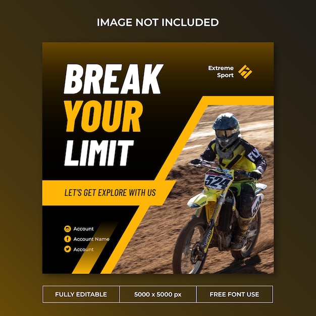 Extreme sport instagram post PSD template