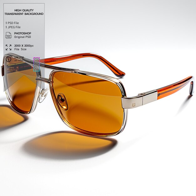 PSD eyewear for vision correctionon transparent background