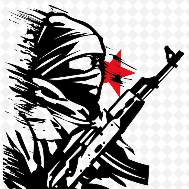 PSD ezln uprising with stencil art featuring a skimasked figure mexico culture symbol designs