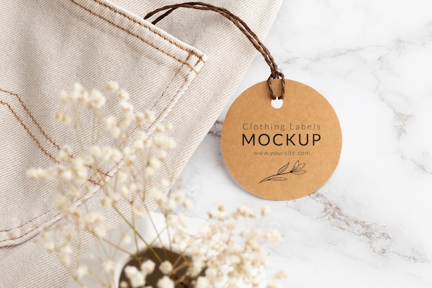 Fabric clothing labels mockup in real context