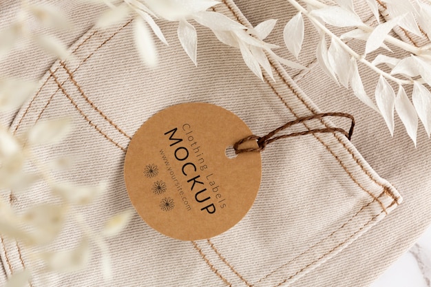 Fabric clothing labels mockup in real context