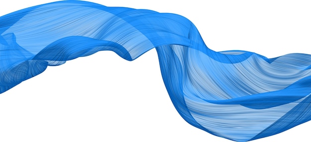 Fabric Flow Cloth Wave Blue Waving Silk Flying Textile 3d rendering PSD isolated on background