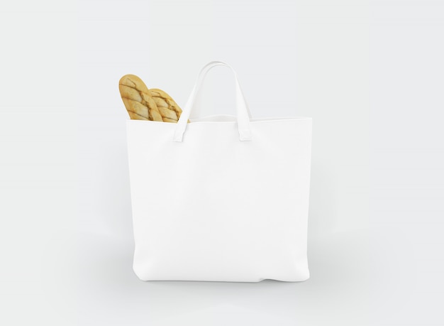 fabric tote bag with food inside