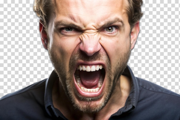 PSD face of angry man screaming or shouting png