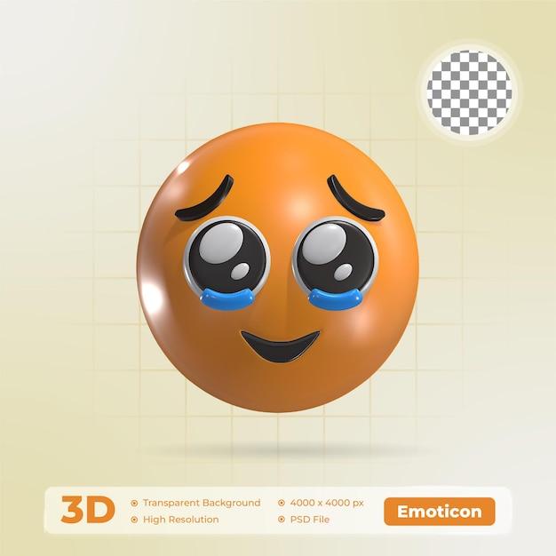 Face Holding Back Tears 3D Emoticon Icon