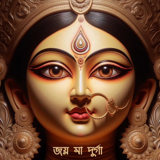 PSD face of ma durga image with joy and happiness