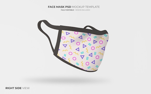 Face mask mockup in righ side view