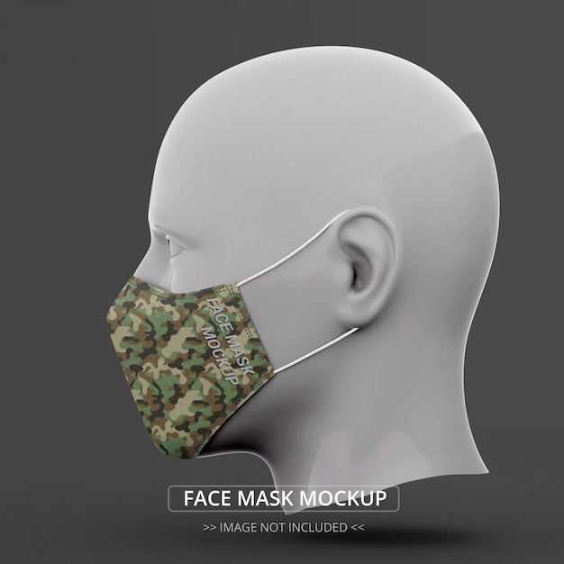 PSD face mask mockup side view man mannequin