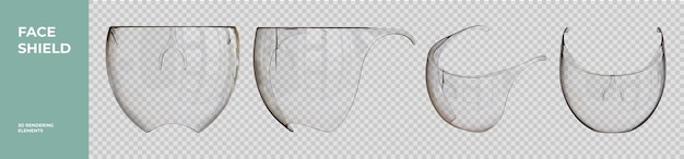 PSD face shield 3d rendering elements