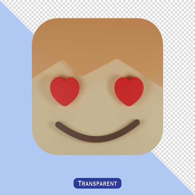 Face with hearteyes emoji in 3d style