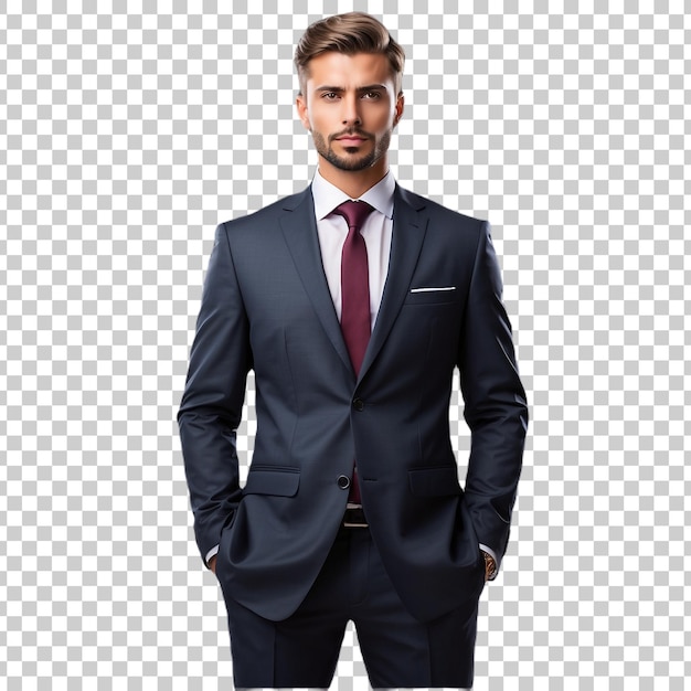 PSD face of a young handsome persian businessman in a suit thinking isolated on a transparent background