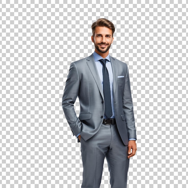 PSD face of a young handsome persian businessman in a suit thinking isolated on a transparent background