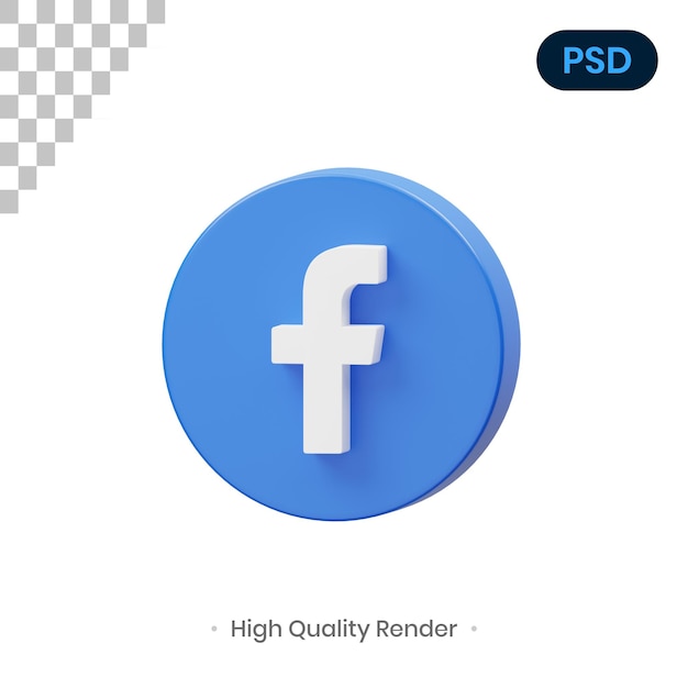 Facebook 3D Render Illustration Premium Psd