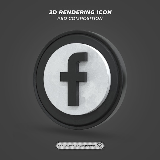 facebook application black logo on 3d rendering