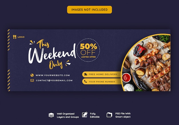 Facebook cover banner template for food and restaurant