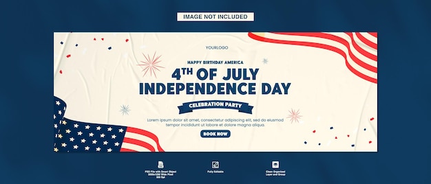 Facebook Cover flat style American independence day celebration