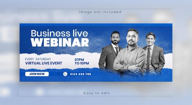 PSD facebook cover for live webinar online business conference web banner design