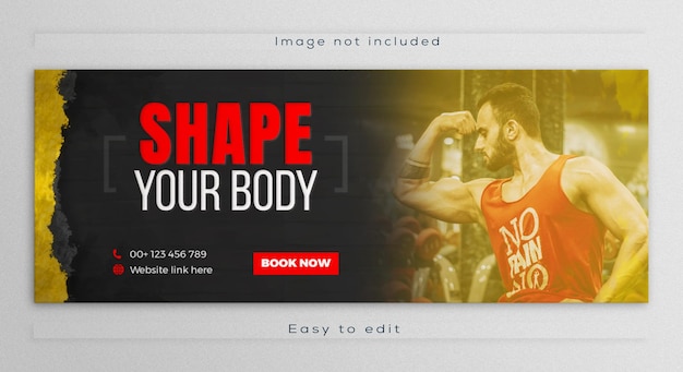 PSD facebook cover post header gym fitness center web banner design template