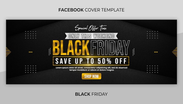 PSD facebook cover and web banner template for black friday