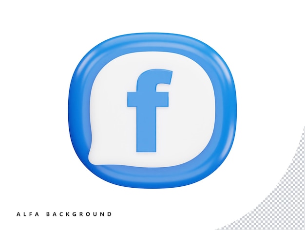 Facebook icon and message box button with 3d vector icon cartoon minimal style illustration