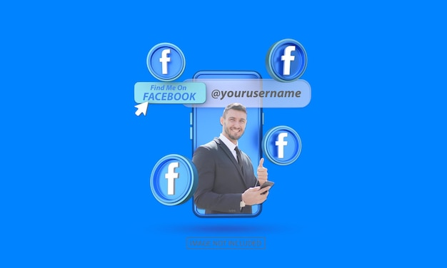 PSD facebook live social media banner template with 3d icon