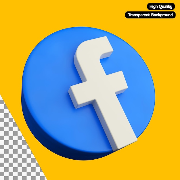 Facebook Logo 3D Illustration PSD Transparent Background