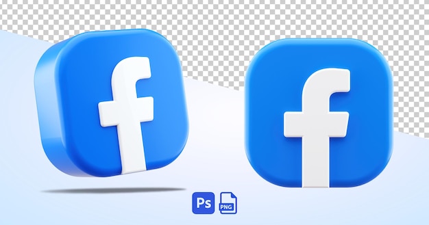 Facebook logo isolated on transparent background cut out icon in 3D rendering