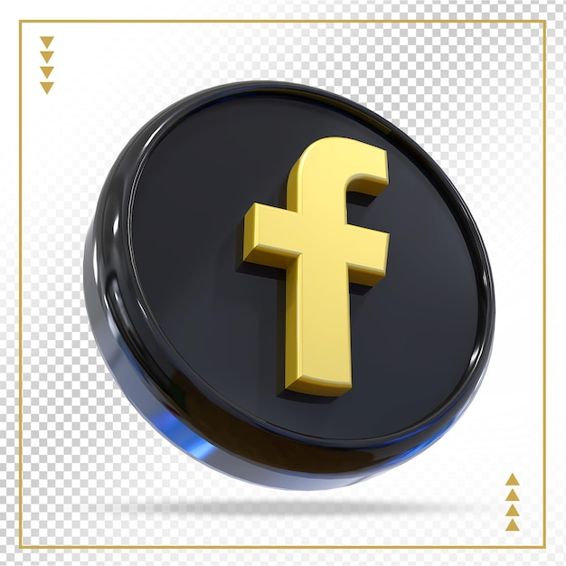 Facebook logo social media gold 3d