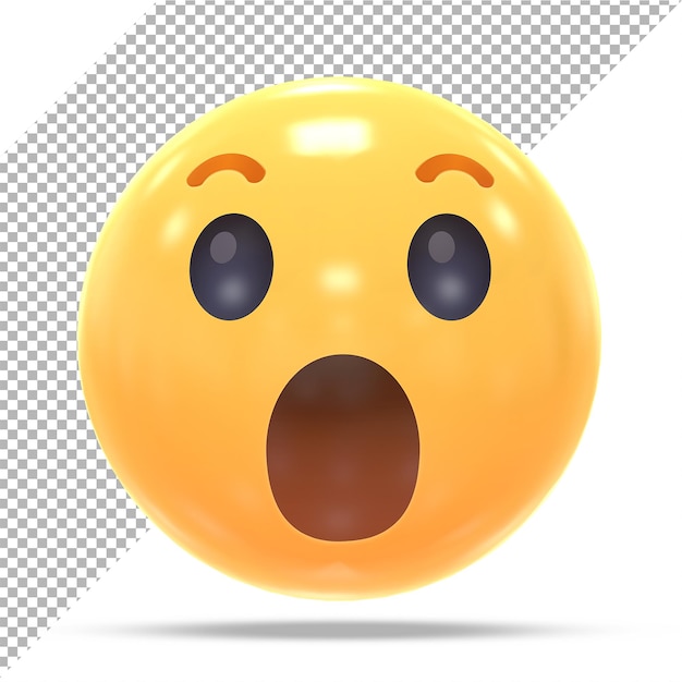 Facebook reaction emoji wow 3d render